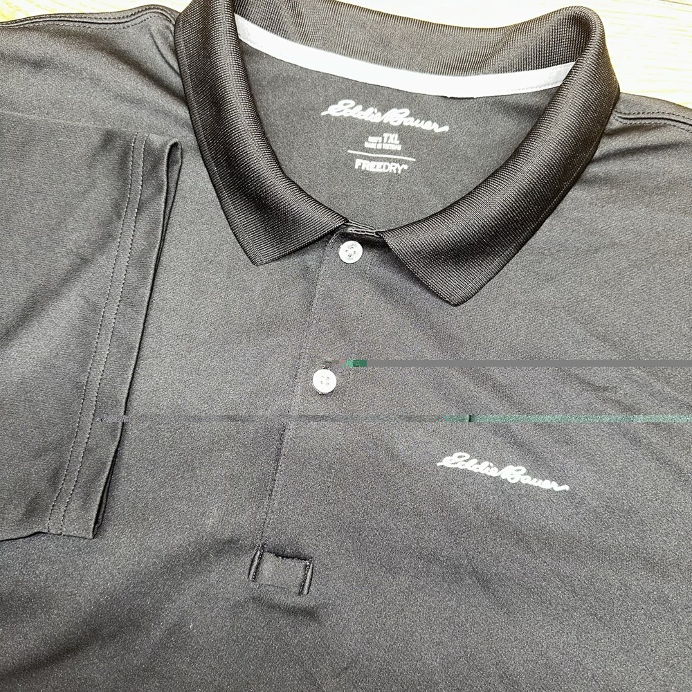 Eddie Bauer FreeDry Black Short Sleeve Button Up Golf Polo Shirt‎ Men's Tall XL